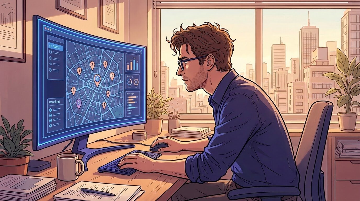 Предприниматель анализирует позиции своего бизнеса на Яндекс.Картах