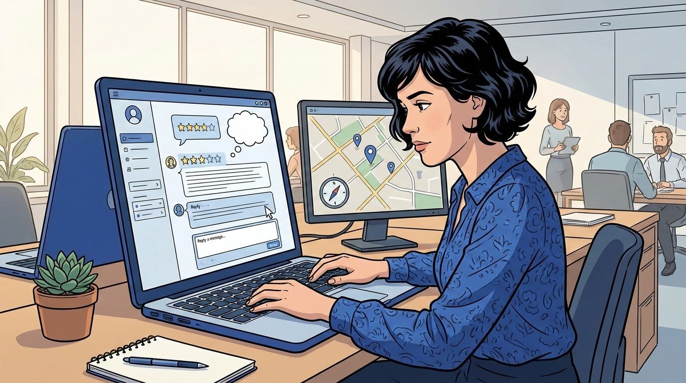 Менеджер отвечает на отзывы клиентов в Яндекс.Картах