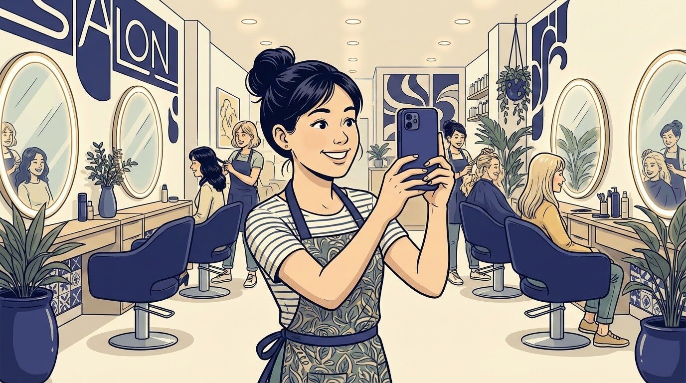 Владелец салона красоты фотографирует интерьер для Яндекс.Карт