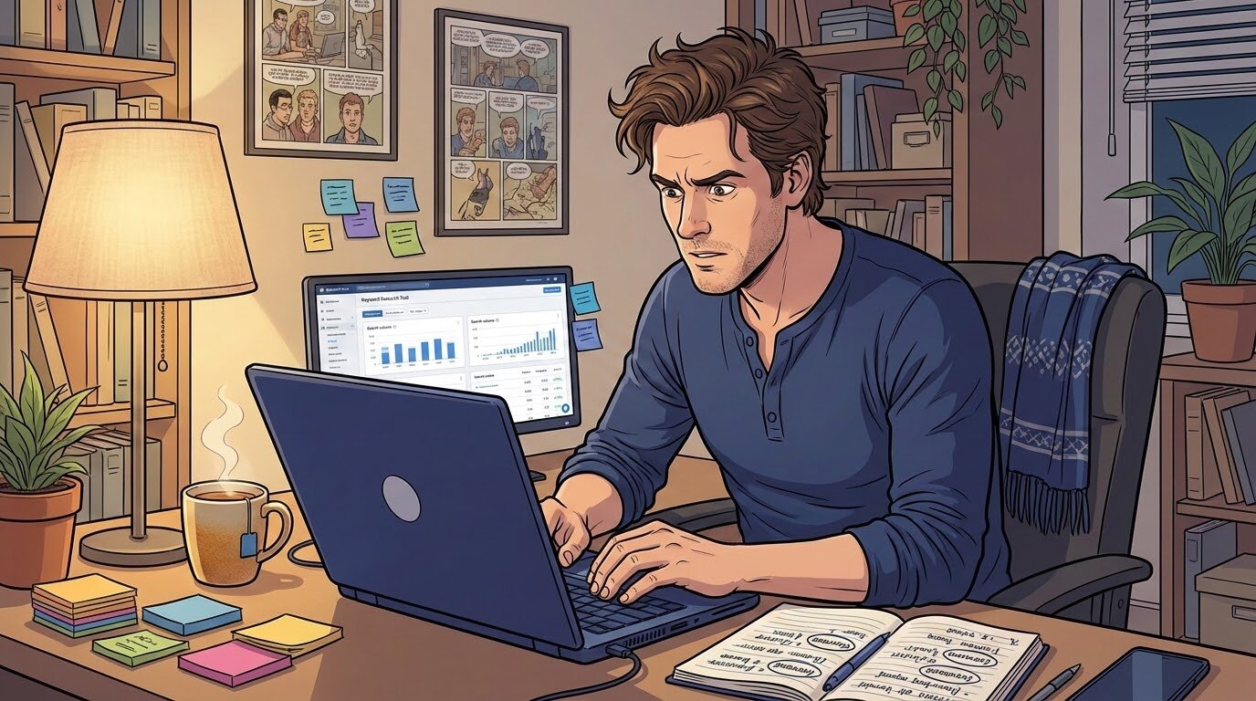 Предприниматель исследует ключевые слова для описания компании